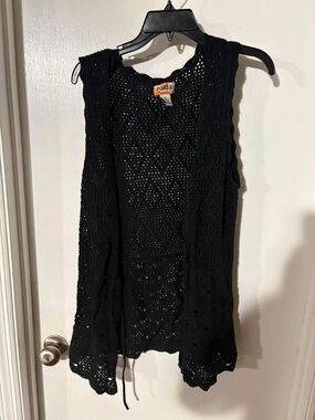 Mudd Black Crochet Knit Top